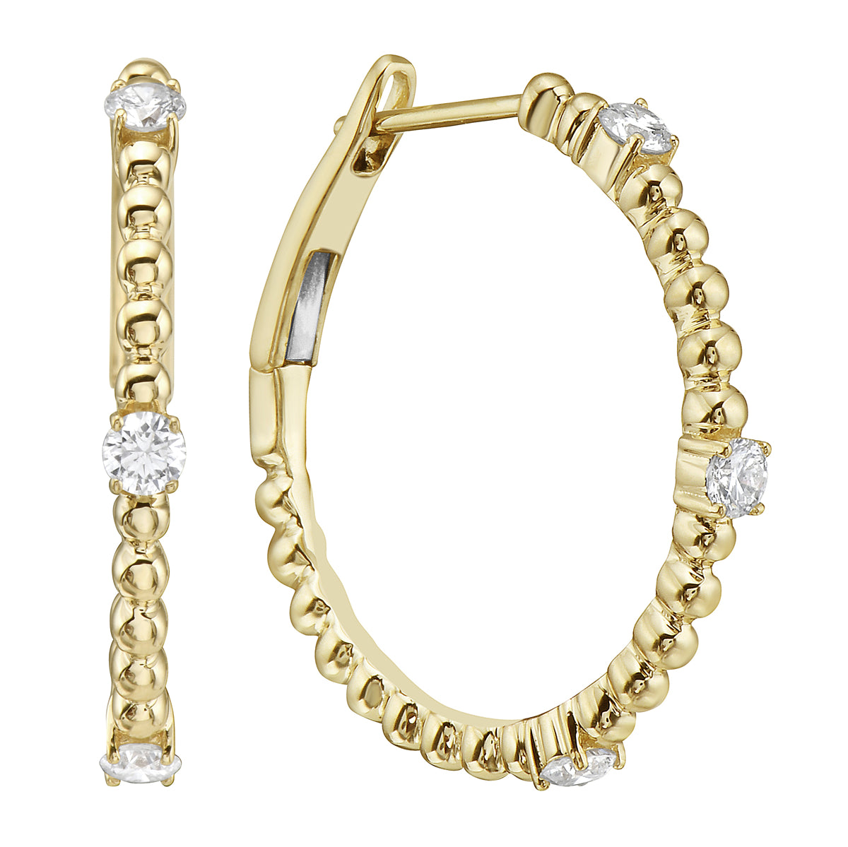 14k Diamond Hoop Earring