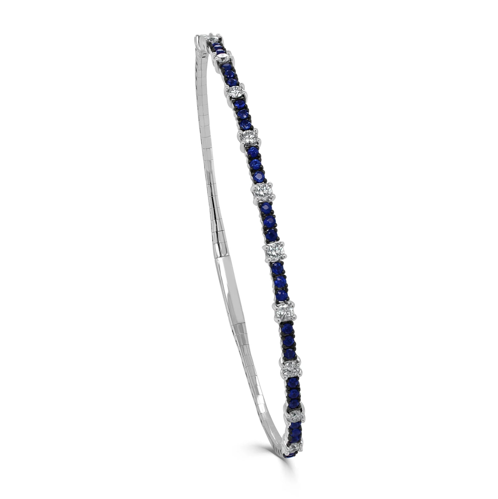 14k Diamond & Sapphire Flexible Bangle
