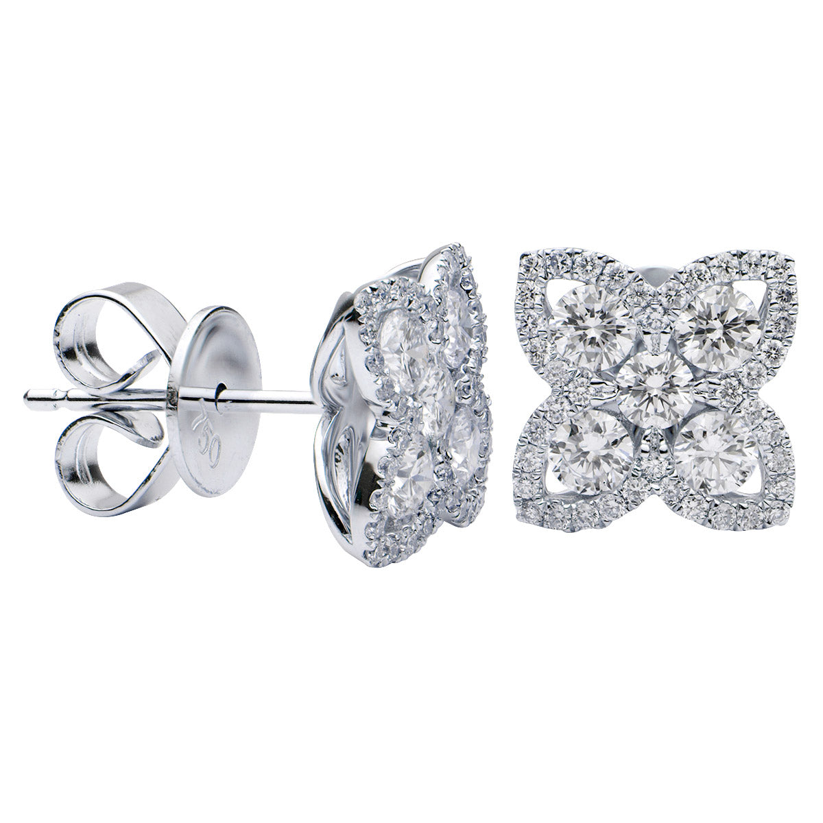 18k Diamond Clover Earring