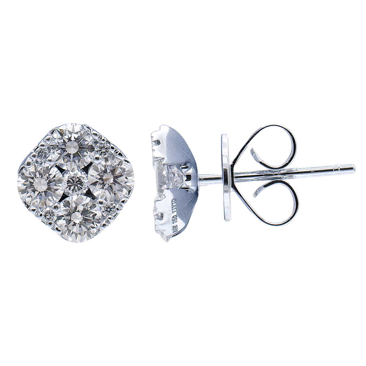 14k Diamond Cluster Stud Earrings