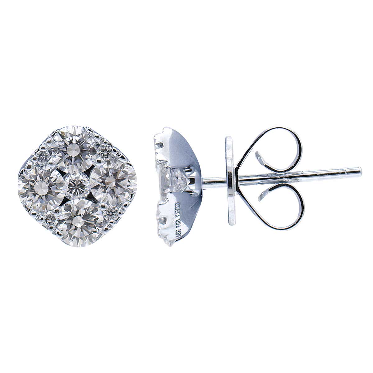 14k Diamond Cluster Stud Earrings