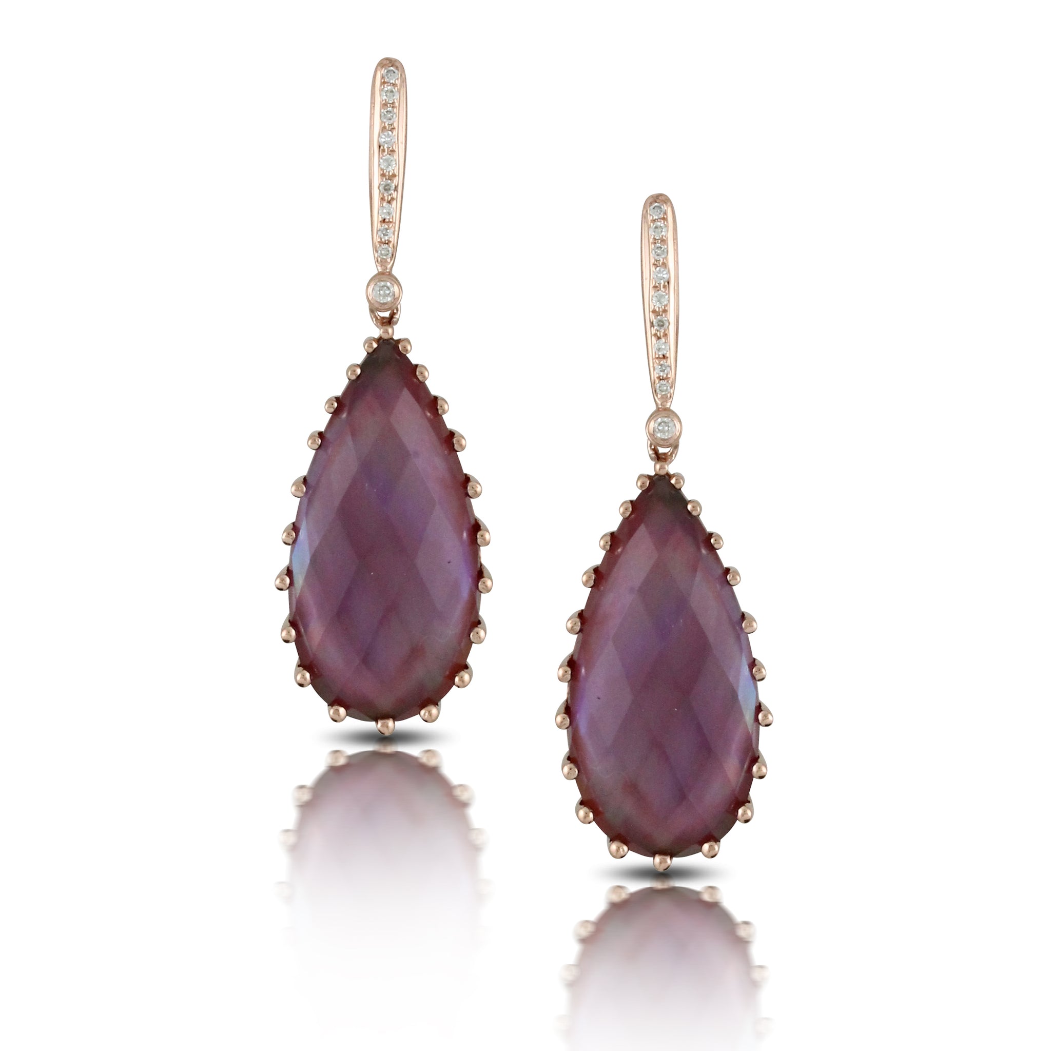 18k Amethyst & Mother of Pearl Earrings