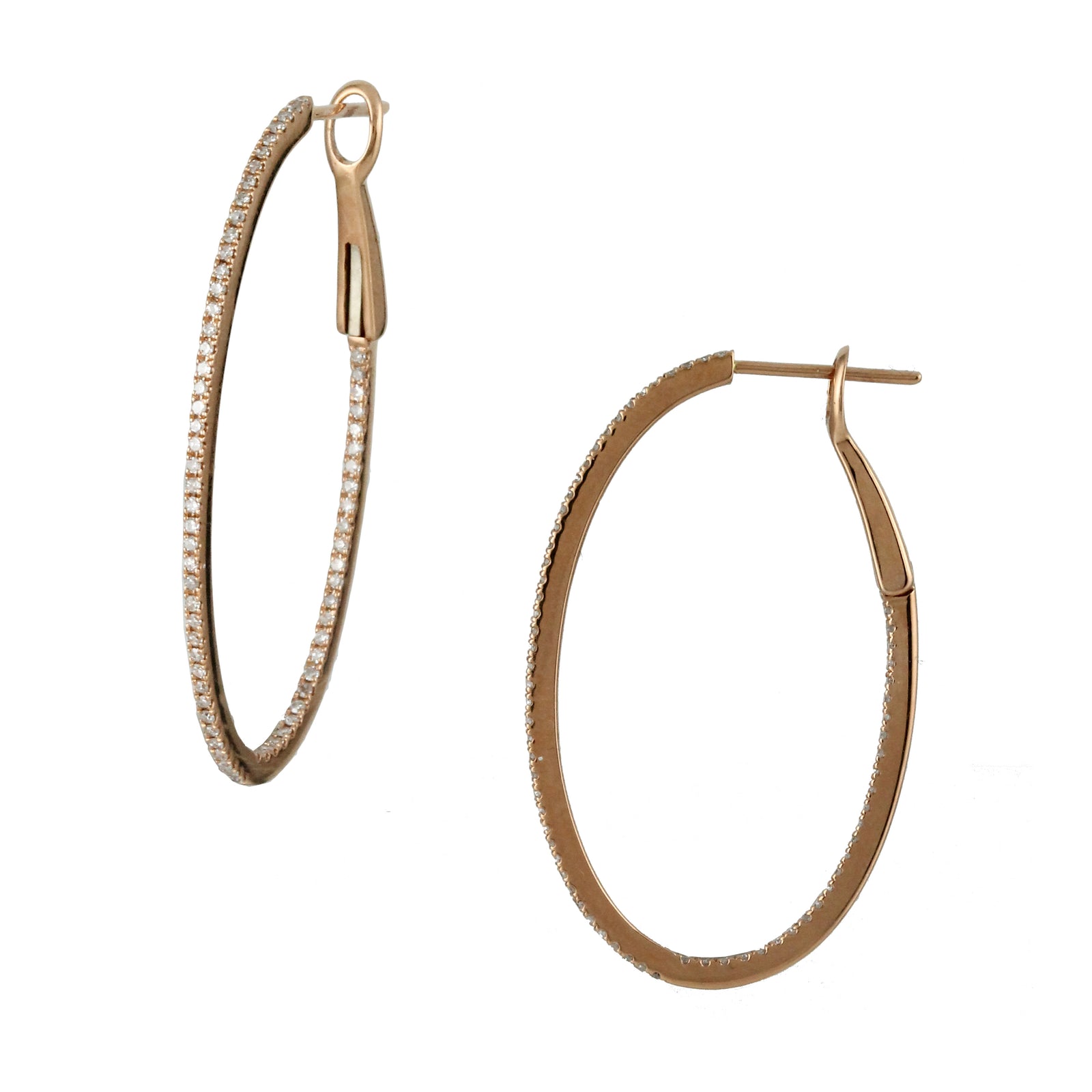 18k Diamond 1.75" Hoop Earrings