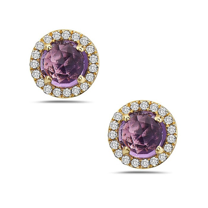 14k Amethyst & Diamond Earrings
