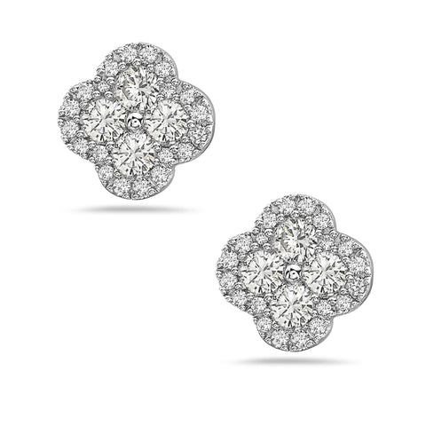 14k Diamond Clover Earrings