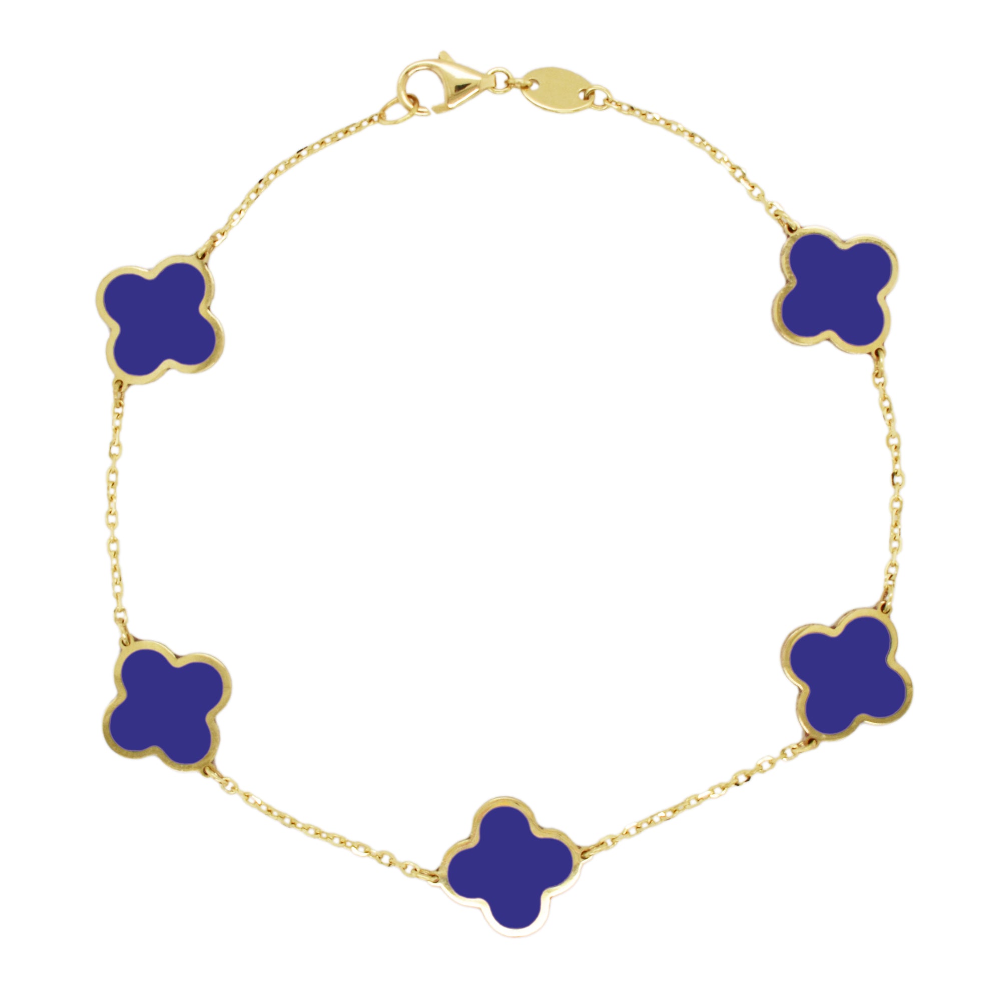 14k Lapis Clover Bracelet