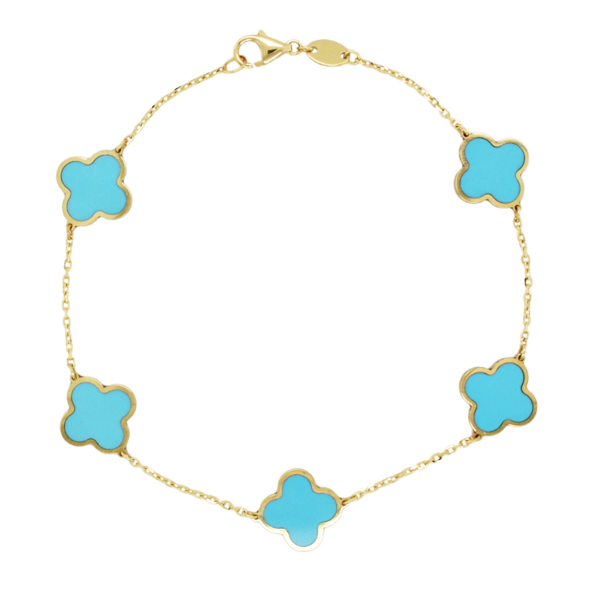 14ky Turquoise Clover Bracelet