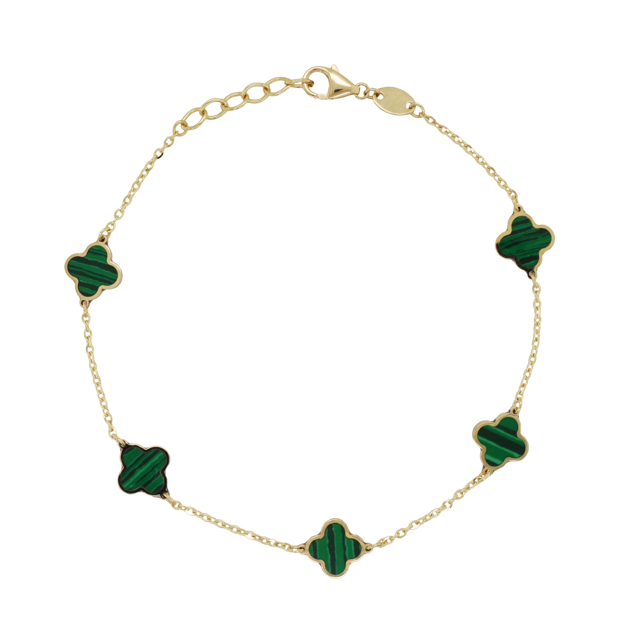 14ky Malachite Clover Braclelet