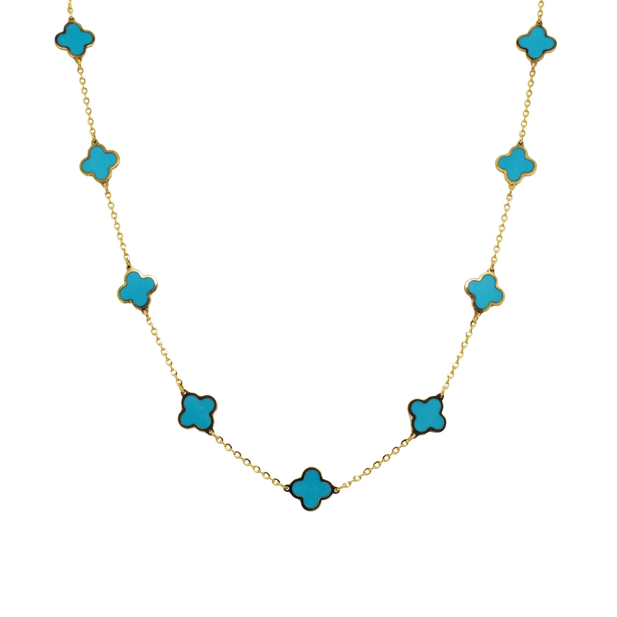 14k Turquoise Clover Necklace