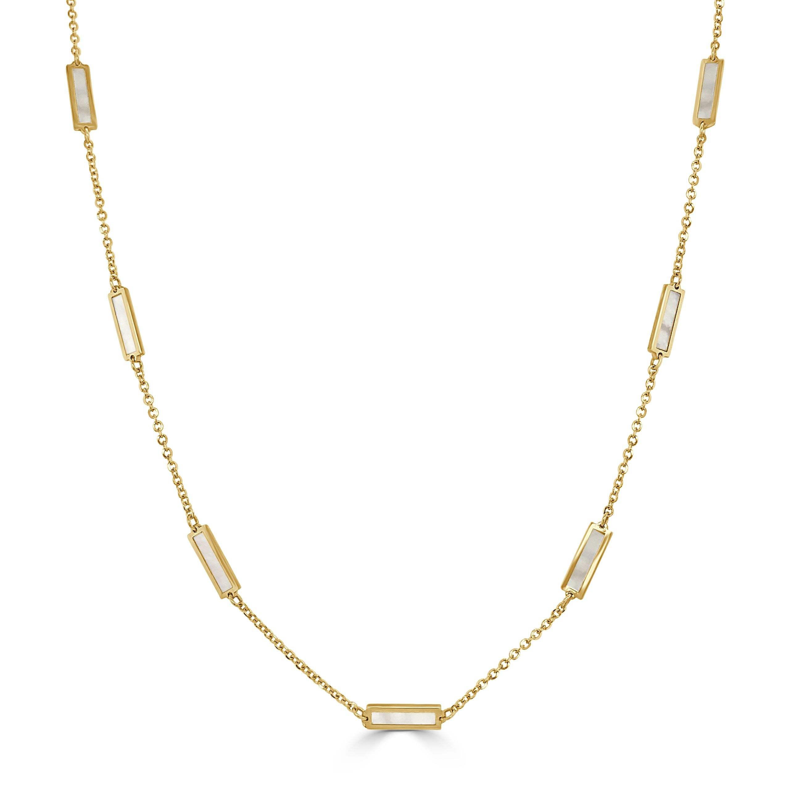 14k Mother of pearl Station Necklace