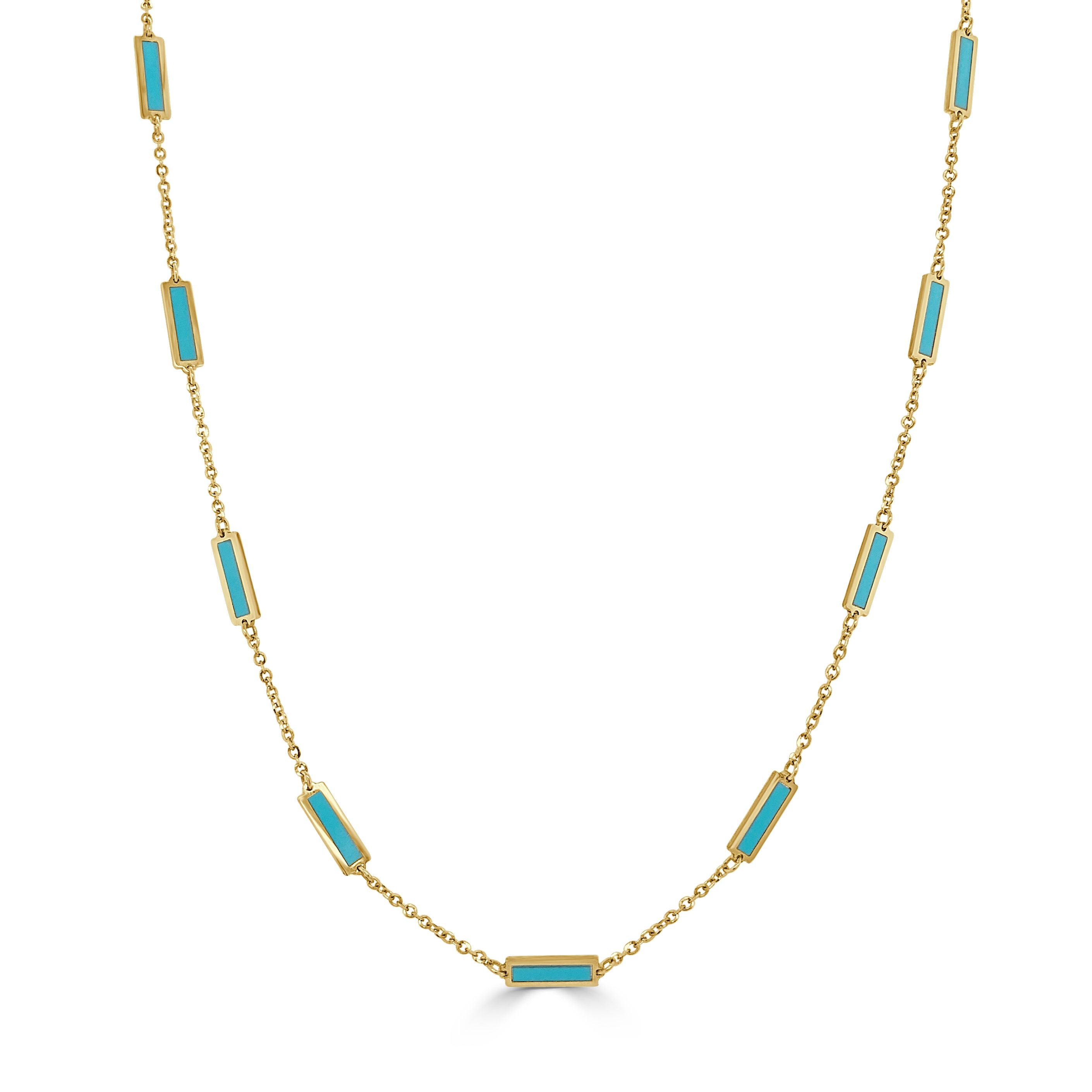 14k Turquoise Station Necklace