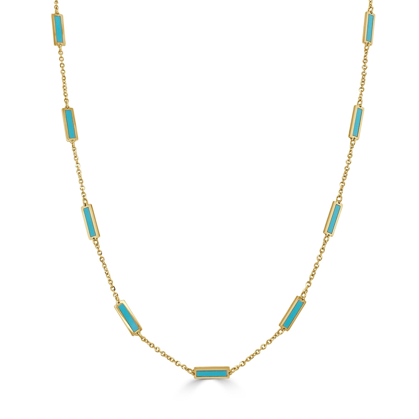 14k Turquoise Station Necklace