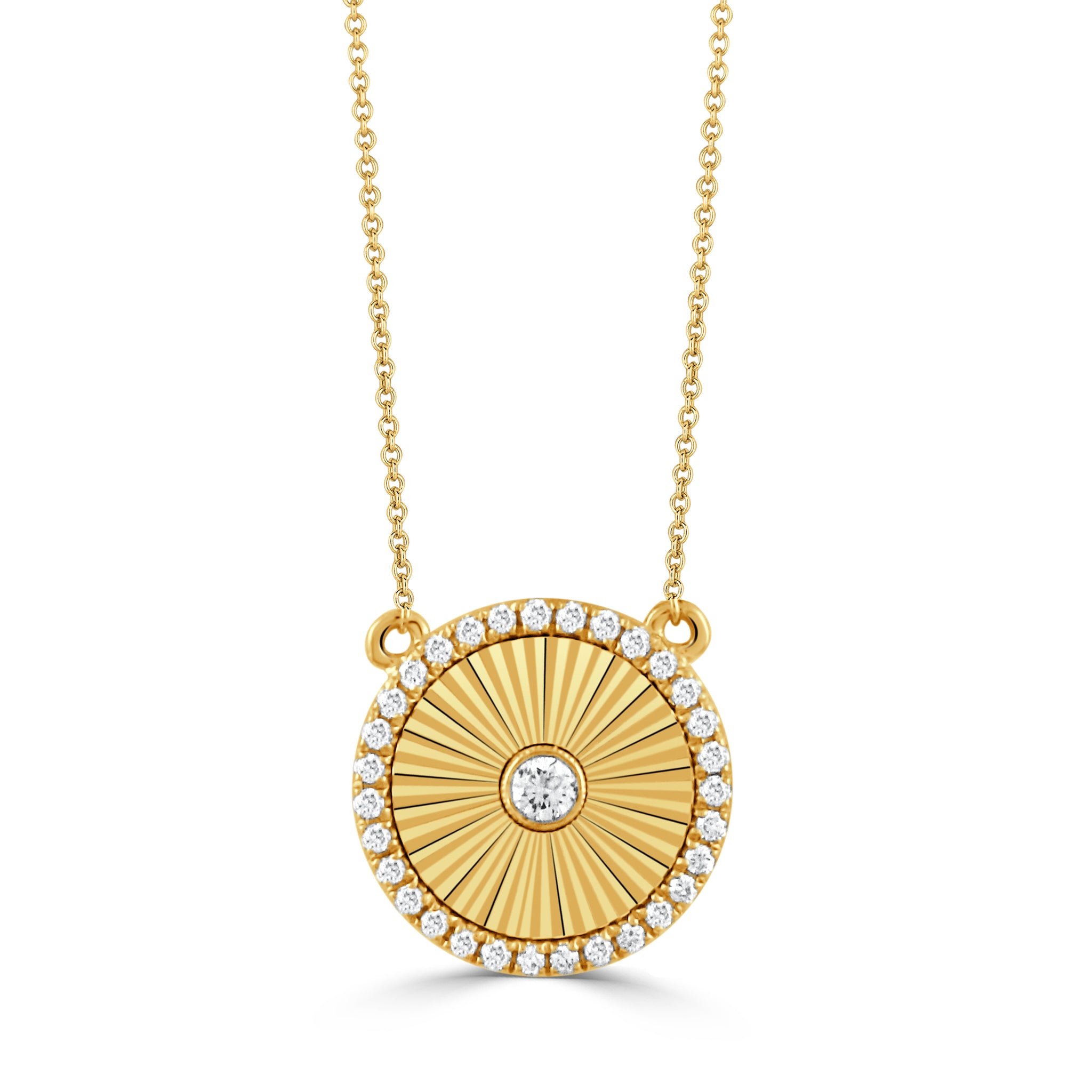 18k Gold & Diamond Disc Pendant