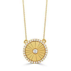18k Gold & Diamond Disc Pendant
