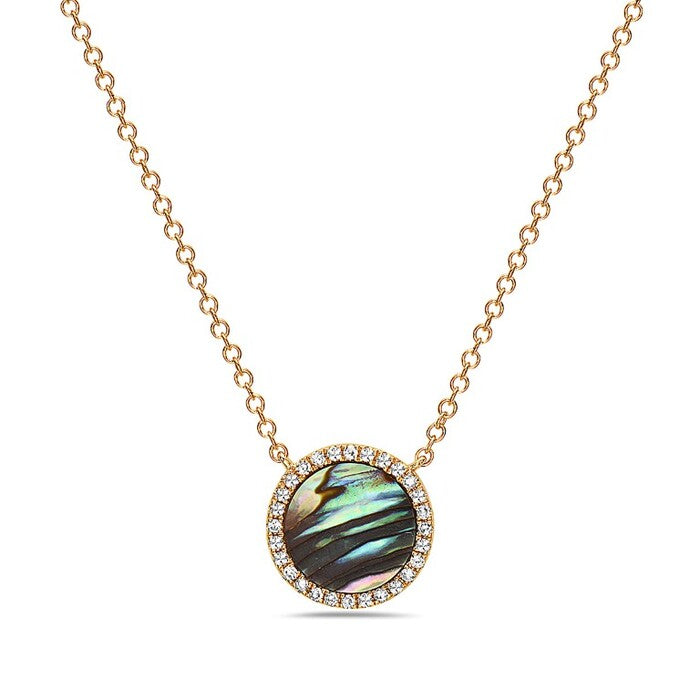 14k Abalone & Diamond Pendant