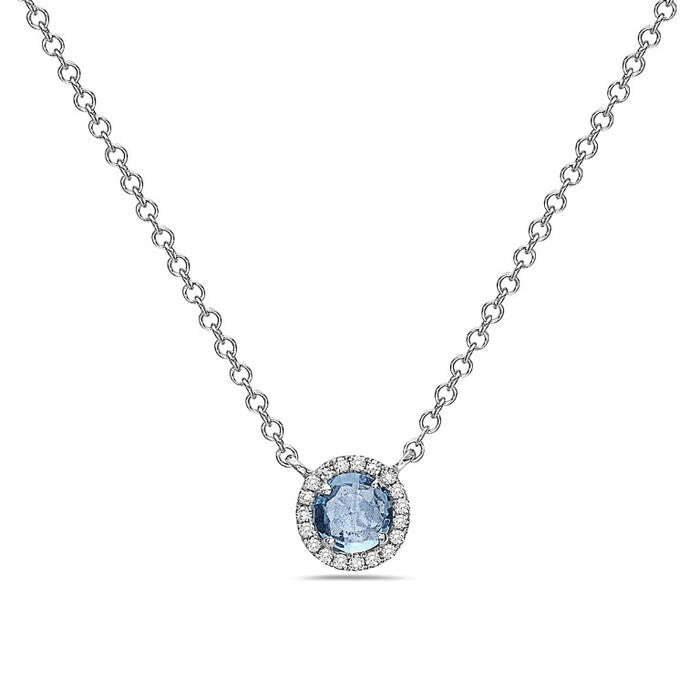 14k Blue Topaz & Diamond Pendant