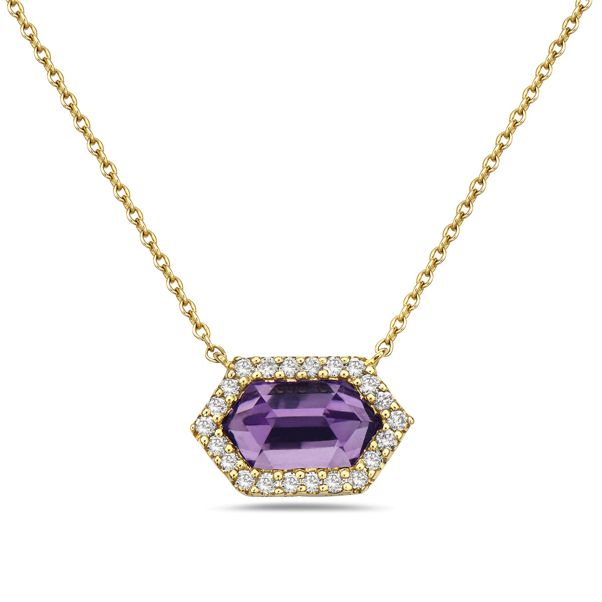 14k Amethyst & Diamond Pendant