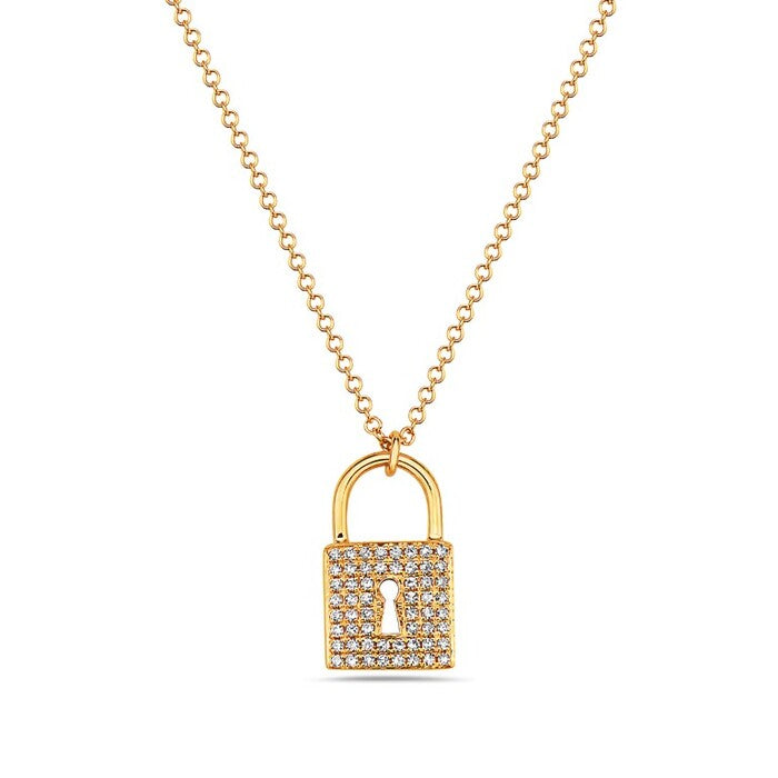 14k Diamond Lock Pendant