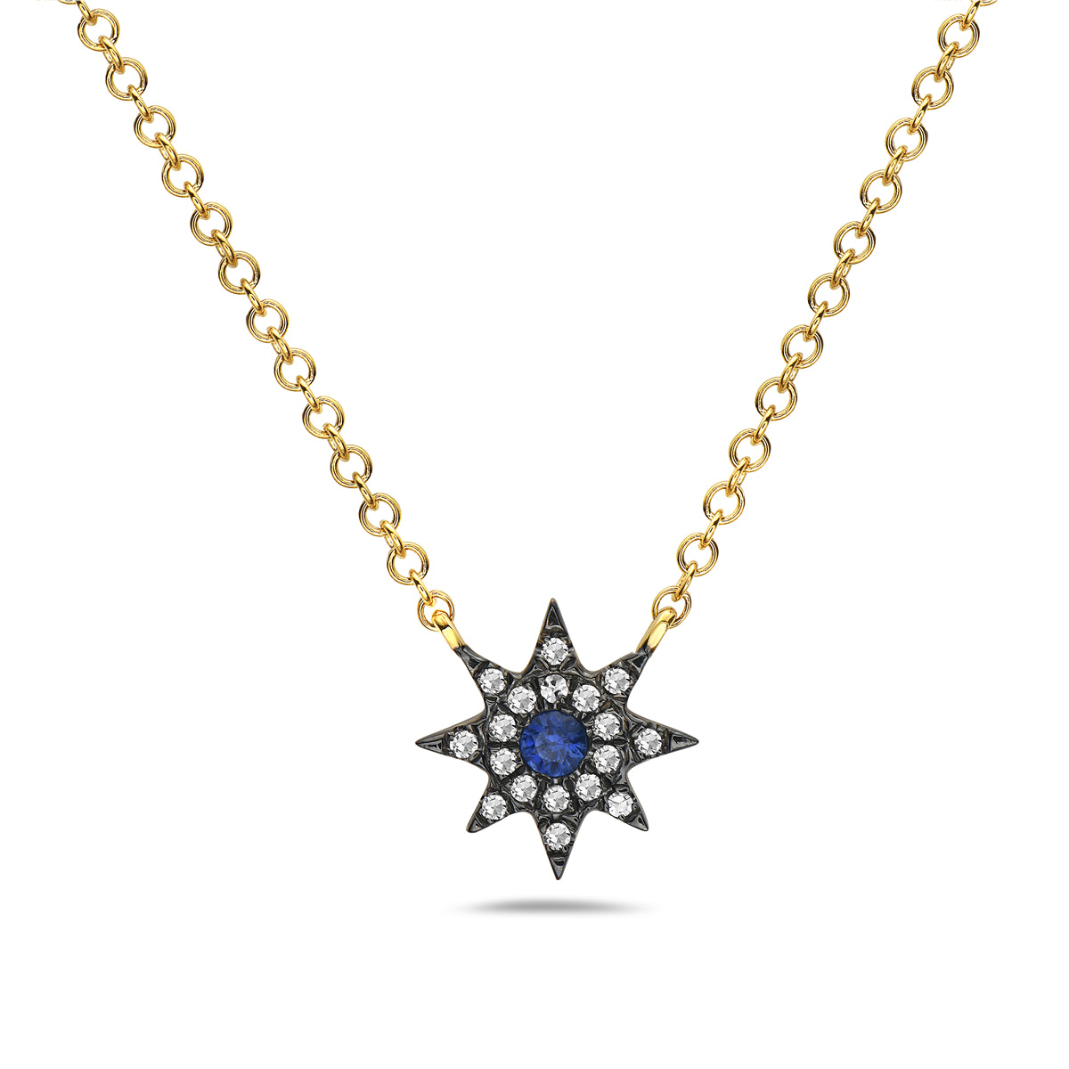 14k Sapphire Star Pendant