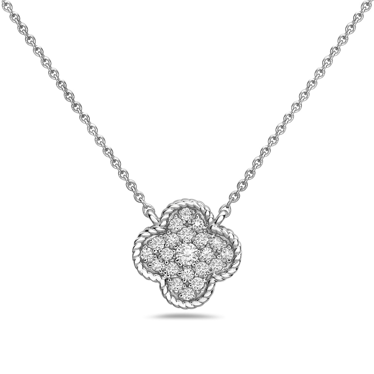 14k Diamond Clover Pendant