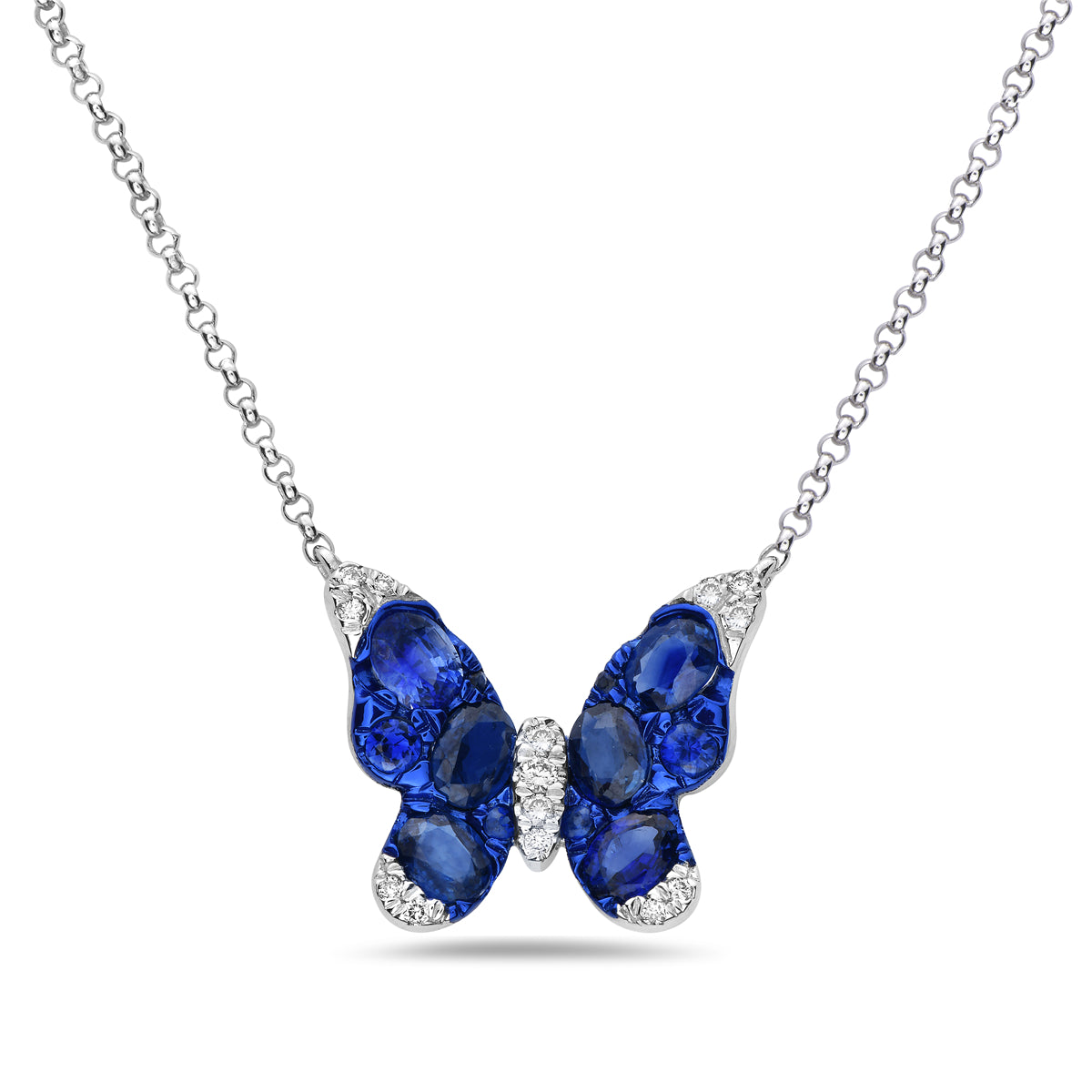 14k Sapphire Butterfly Pendant