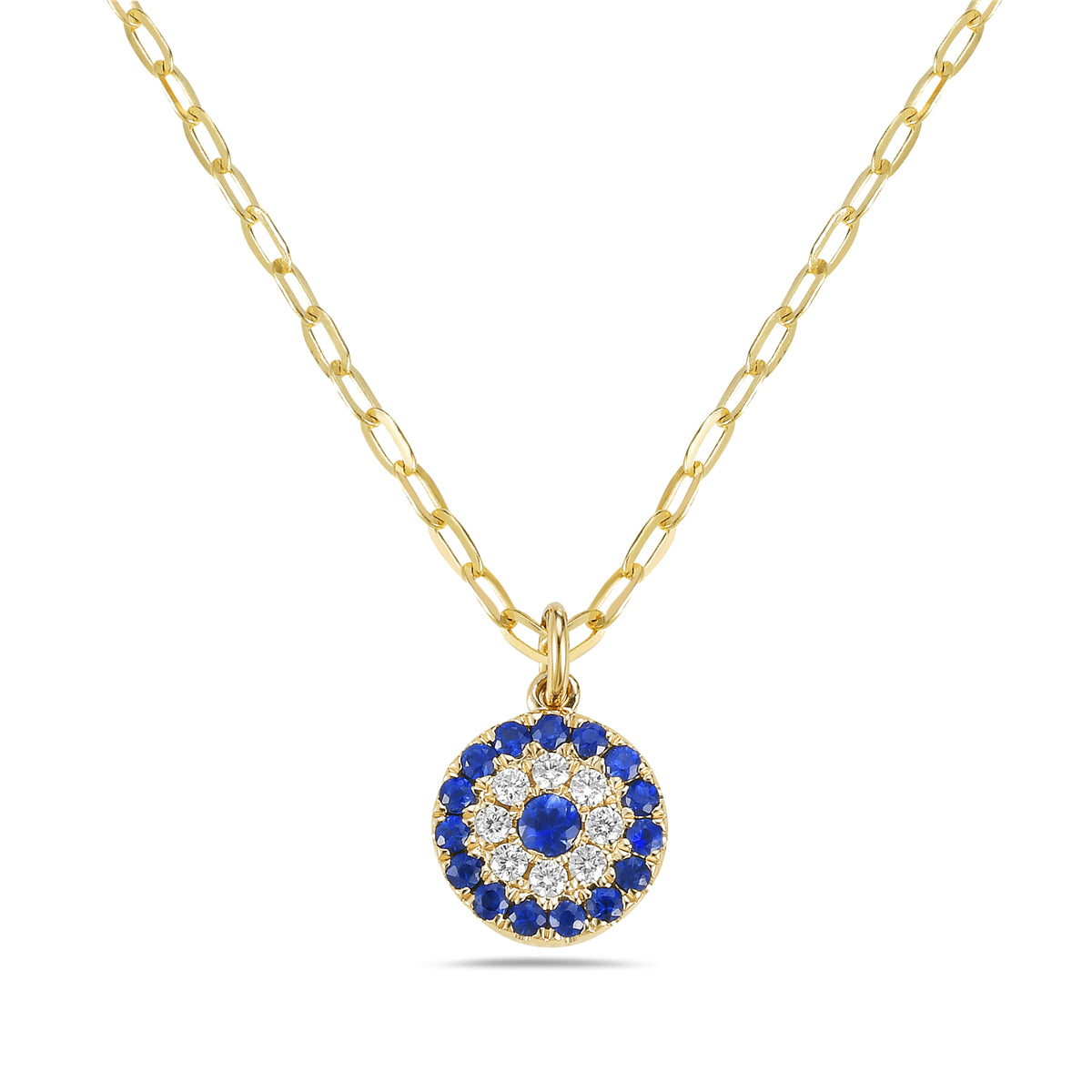 14k Sapphire & Diamond Disc Pendant