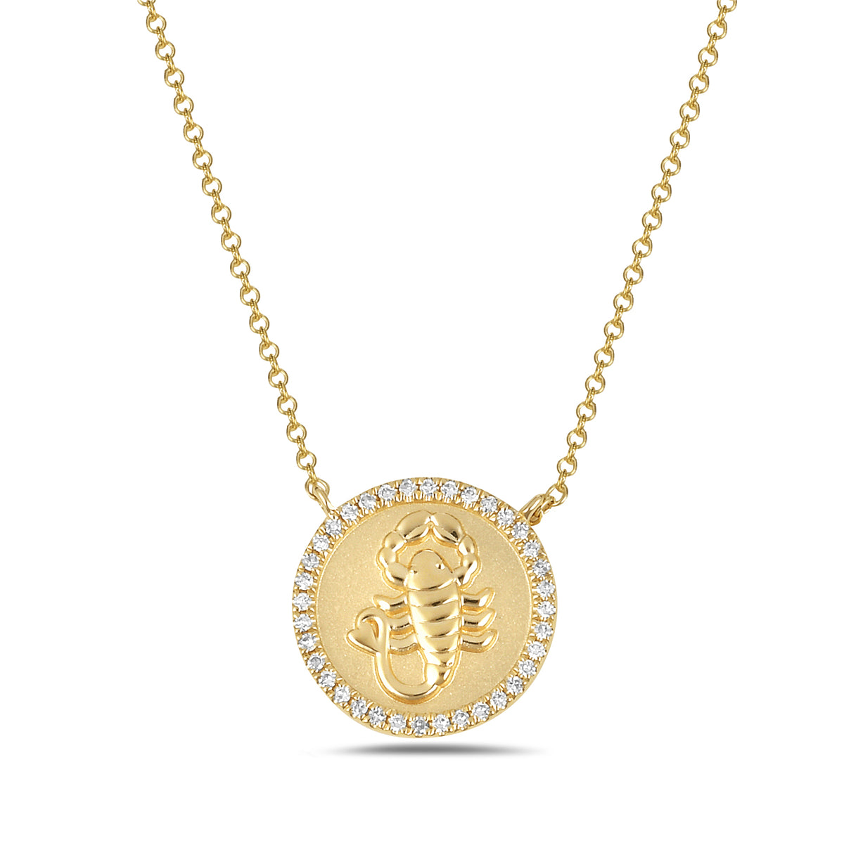 14k Scorpio Disc Pendant