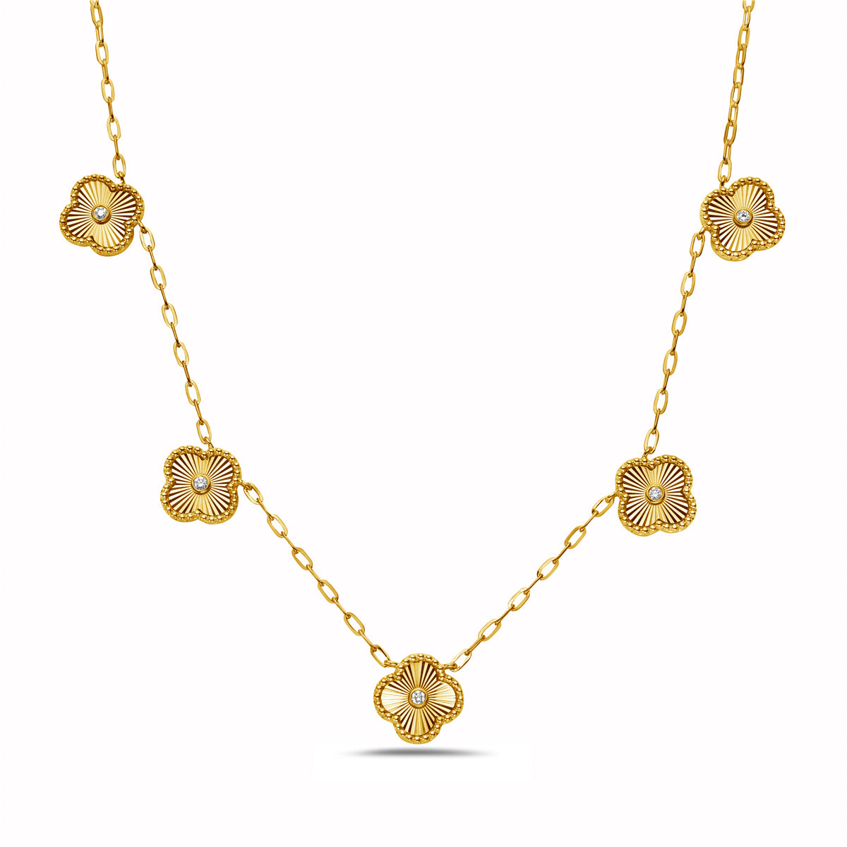 14k Clover Station Necklace