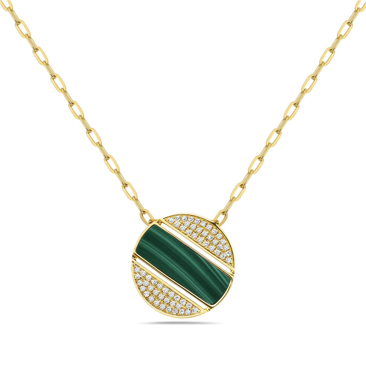 14k Malachite Disc Pendant