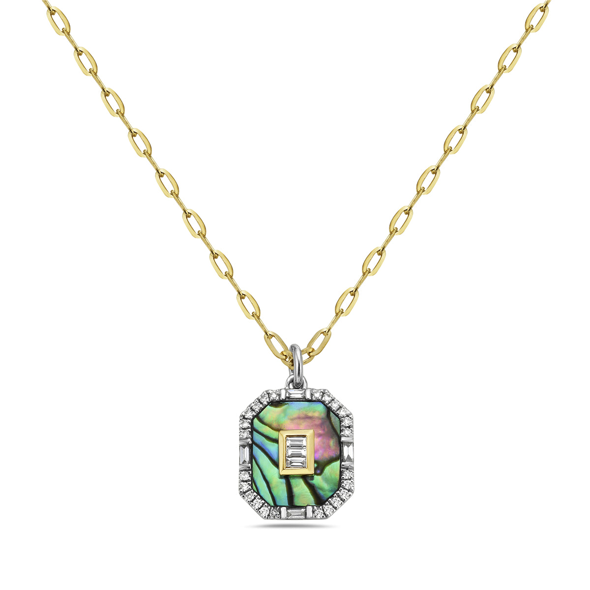 14k Abalone & Diamond Pendant