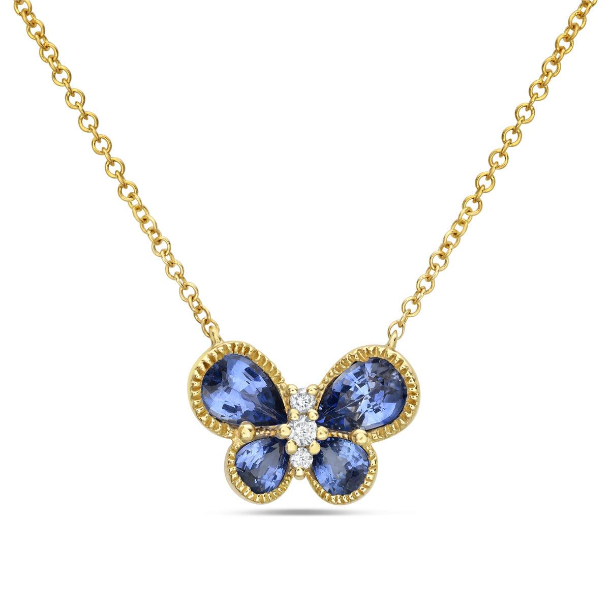 14k Sapphire Butterfly Pendant