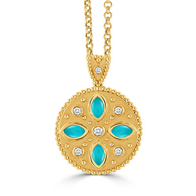 18k Turquoise Medallion Necklace