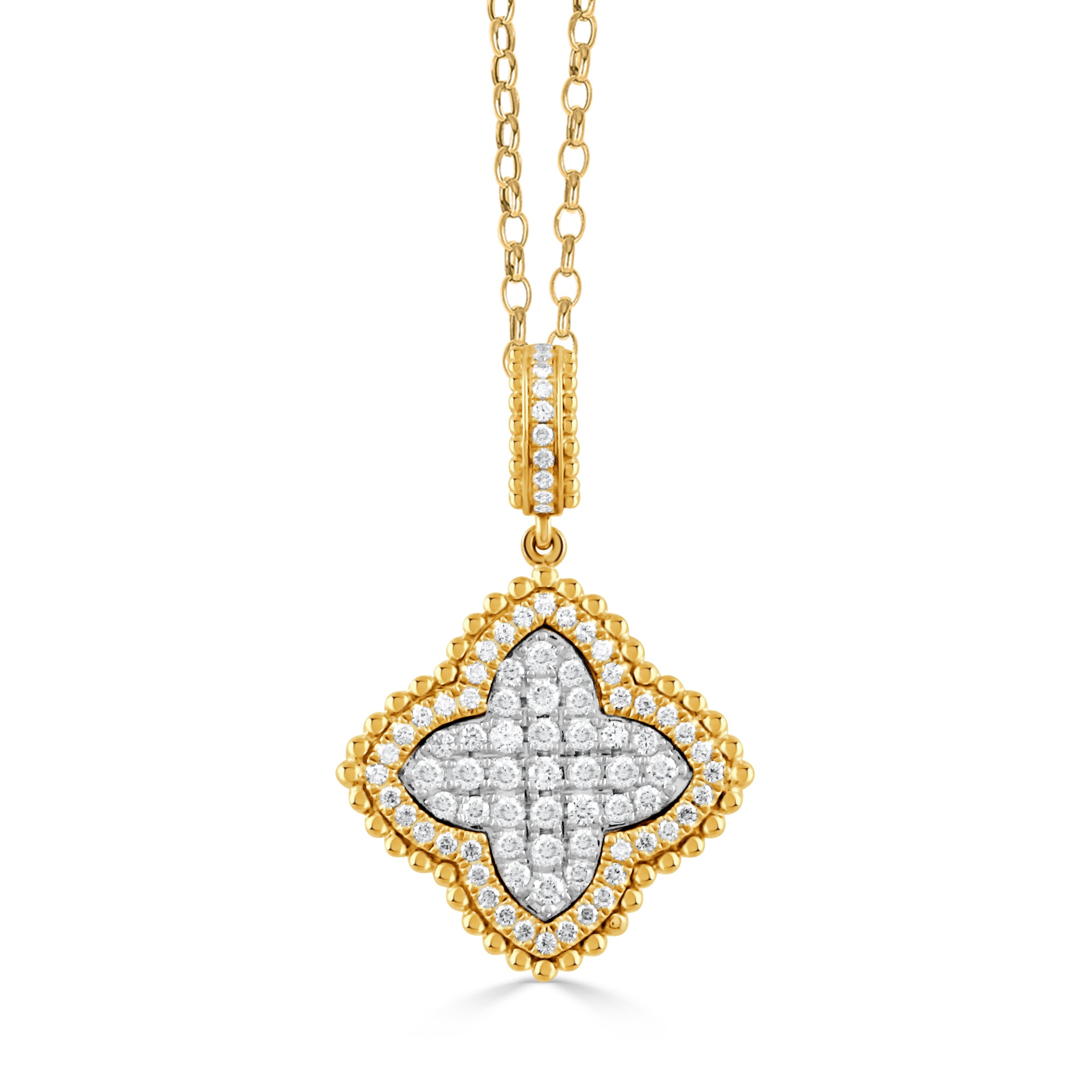 18k Pave Diamond Clover Pendant