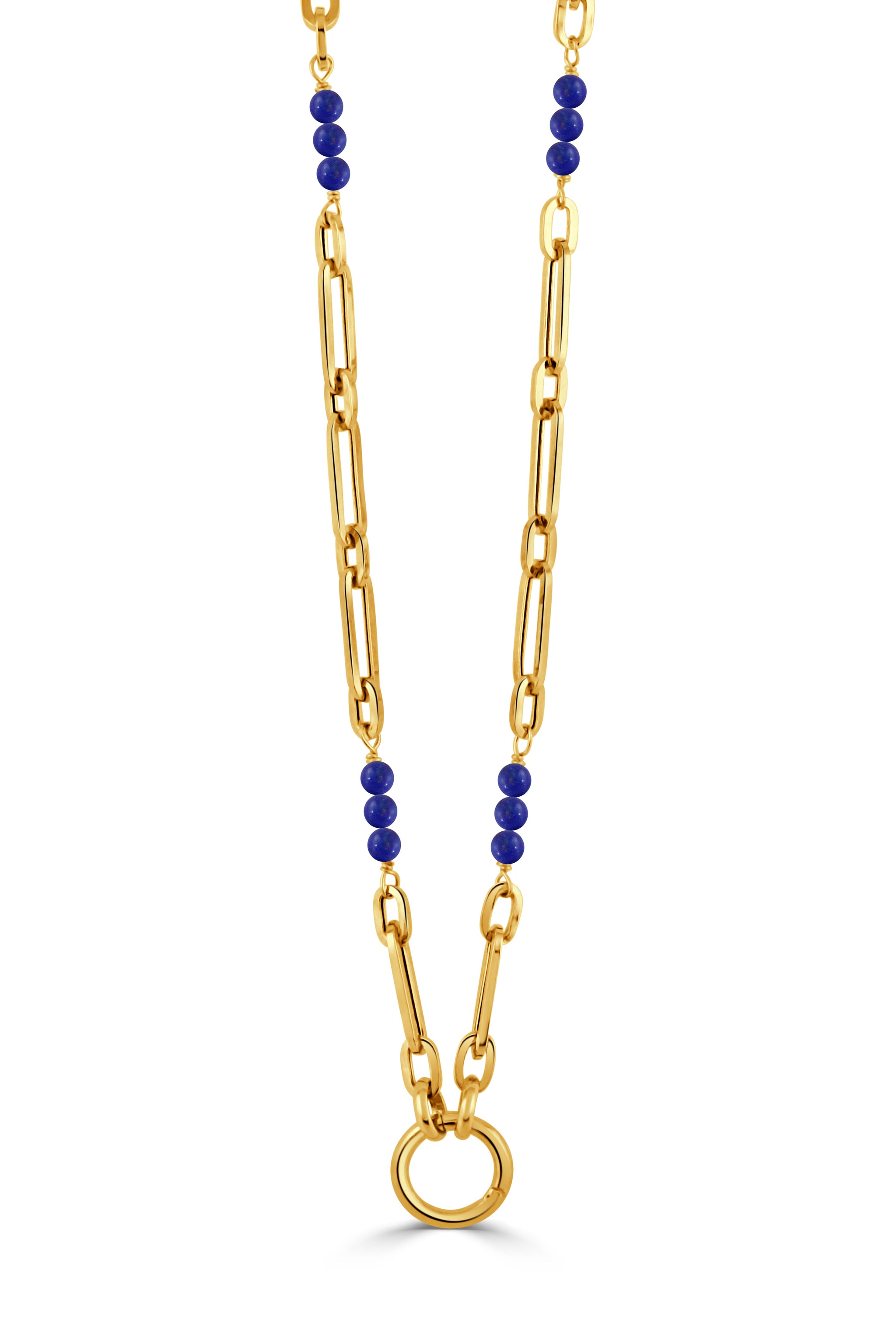 14k Gold Oval & Lapis Link Chain