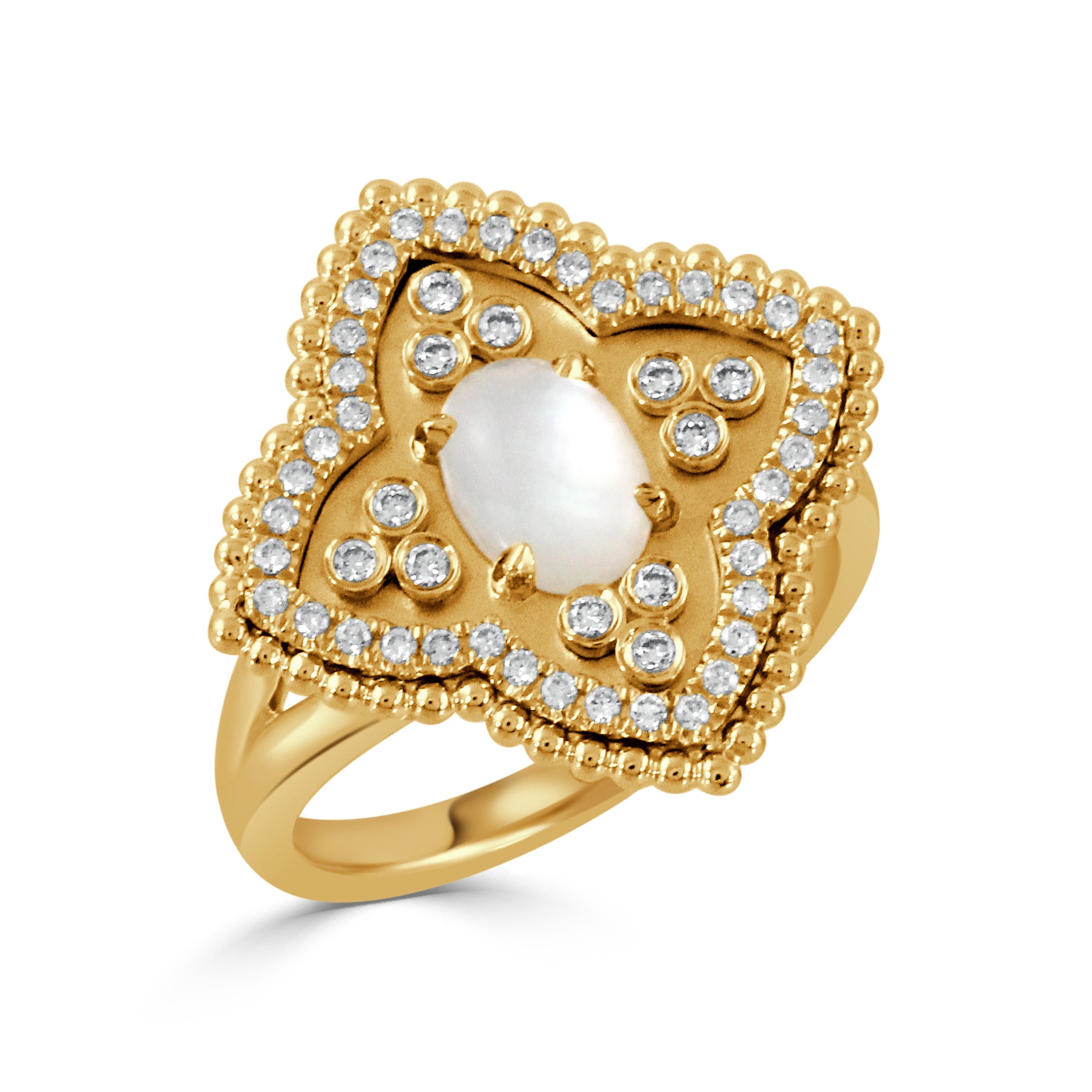 18k Quartz & Diamond Ring