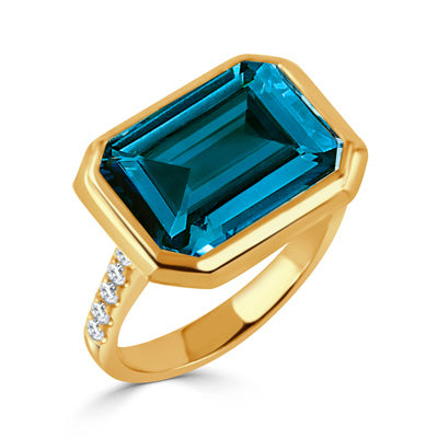 18k London Blue Topaz & Diamond Ring