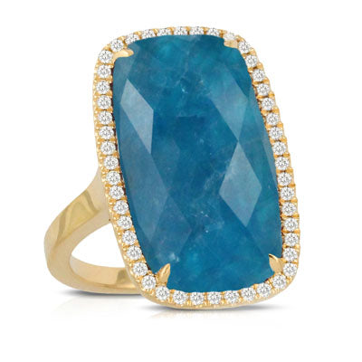 18k Apatite & Diamond Ring