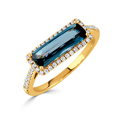 18ky London Blue Topaz & Diamond Ring