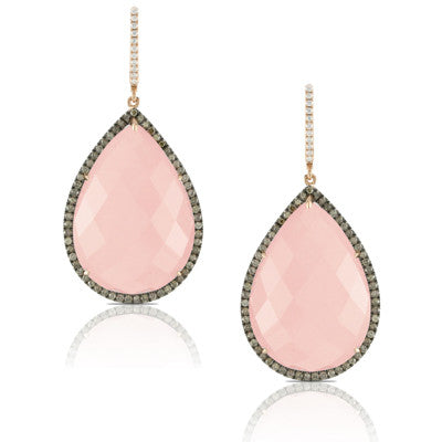 Pink Quartz & Diamond Earrings