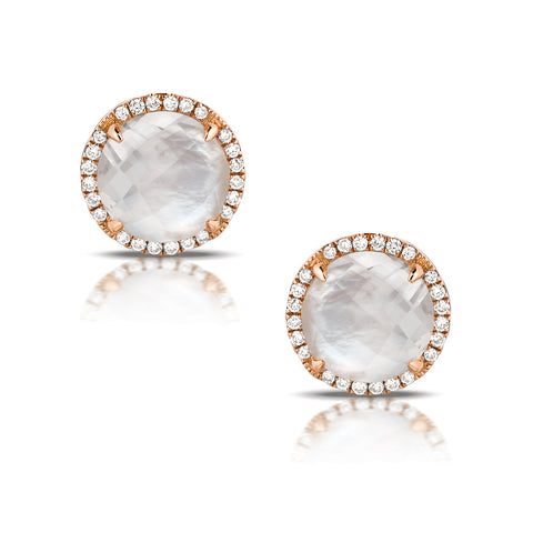 18kp White Topaz & Mother of Pearl Studs