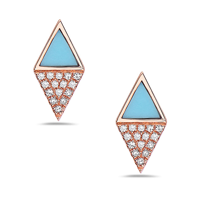 Diamond & Turquoise Stud Earrings