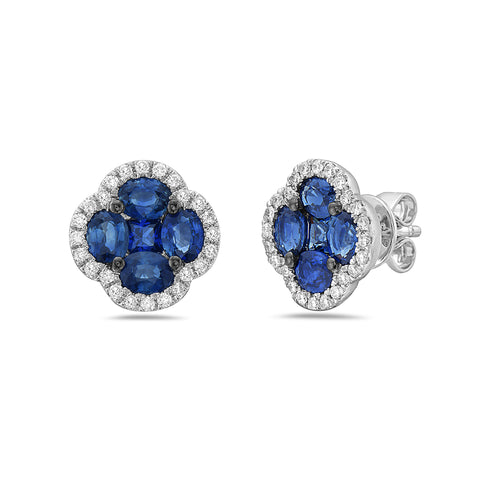 14k Sapphire Clover Earrings