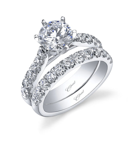 Platinum And Diamond Six Prong Solitaire Fishtail Mounting With Matching Diamond Band