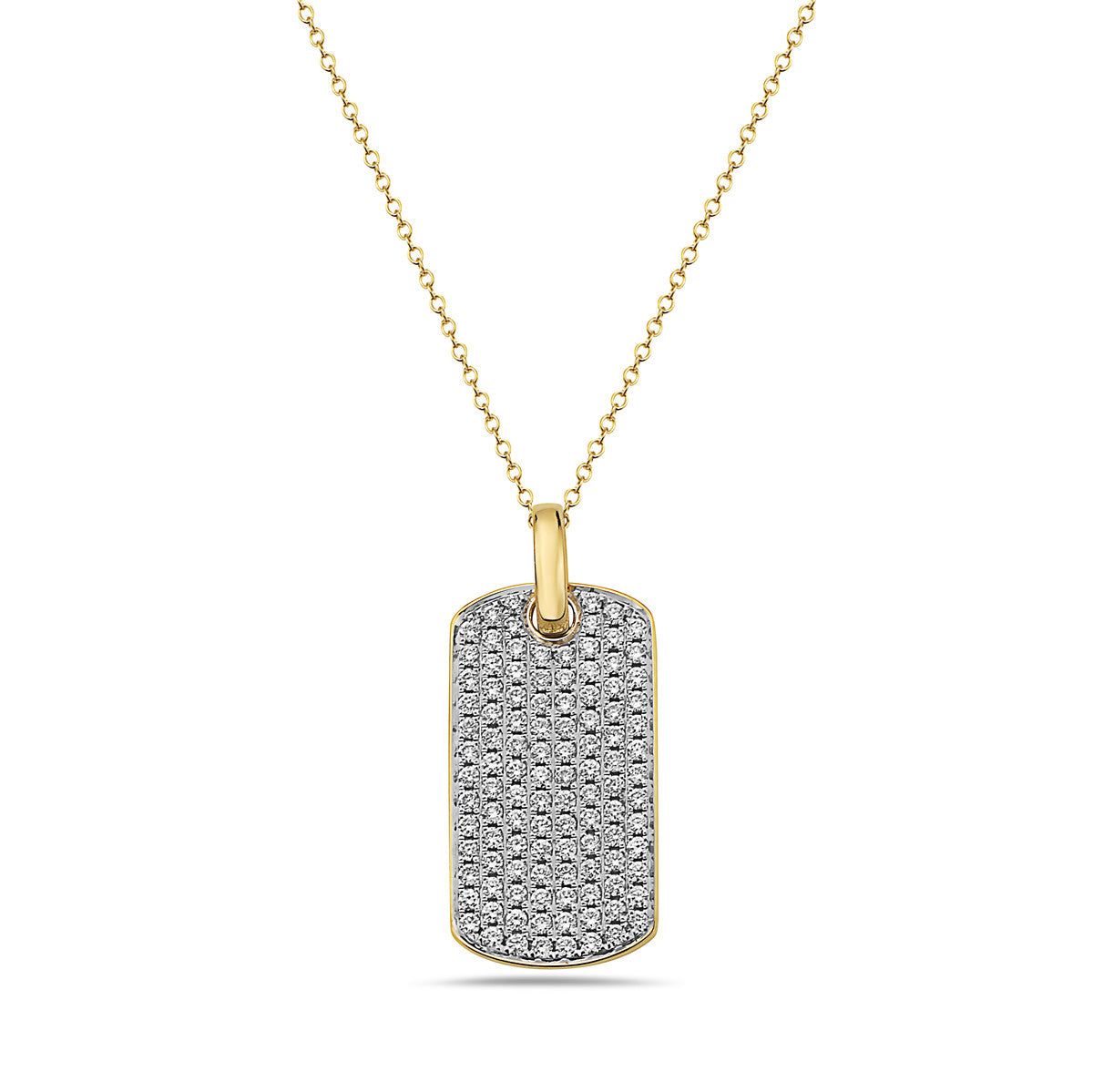 14k Diamond Dog Tag Necklace