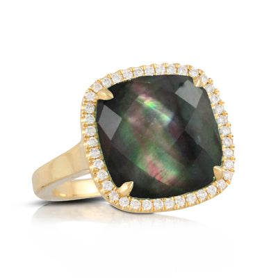 Black Mother of Pearl & Diamond Ring