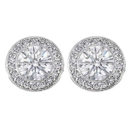 Diamond Halo Stud Earrings