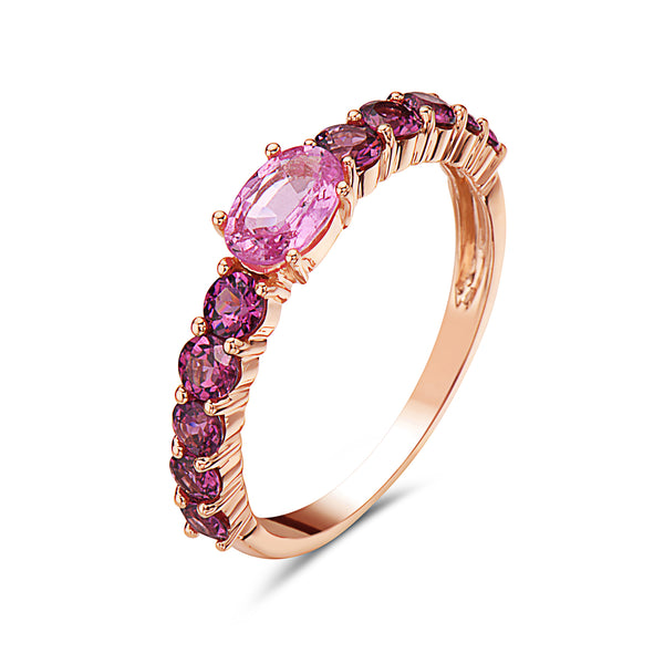 14k Pink Sapphire & Rhodolite Garnet Ring