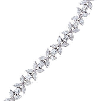 Platinum Diamond "X" And "O" Bracelet With Round Brilliant Cuts And Marquis