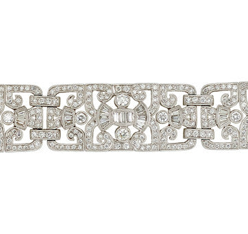 18K White Gold Vintage Style Diamond Bracelet