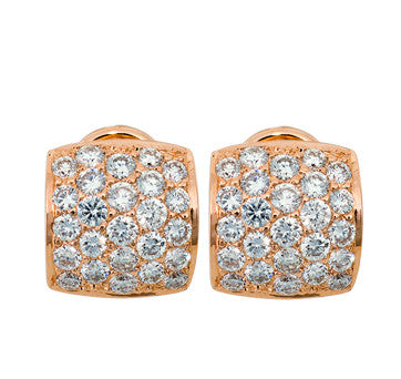 14K Pink Gold Diamond Pave Earrings